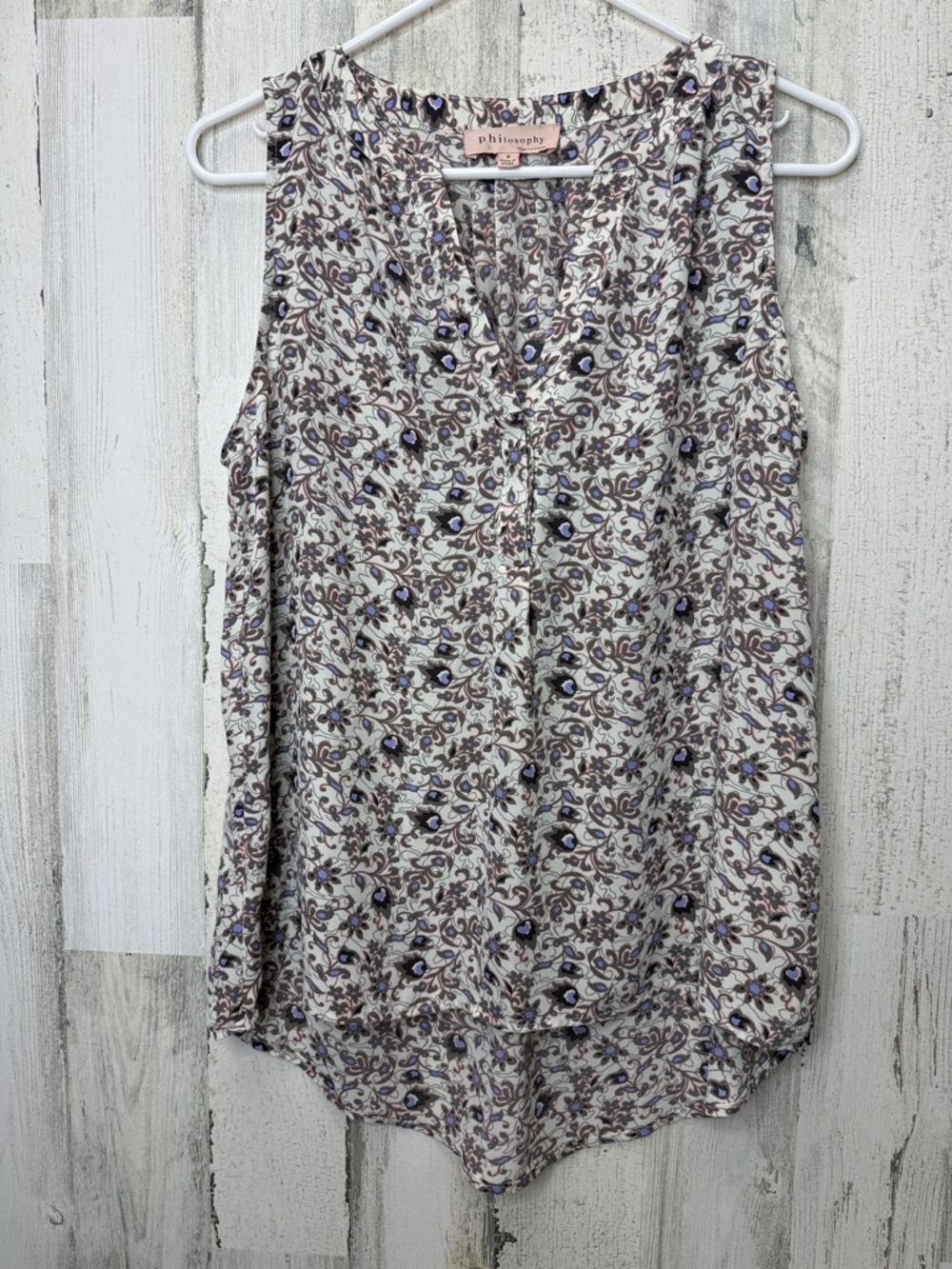 Philosophy Cream Floral Print Sleeveless Camisole with Purple Accents
